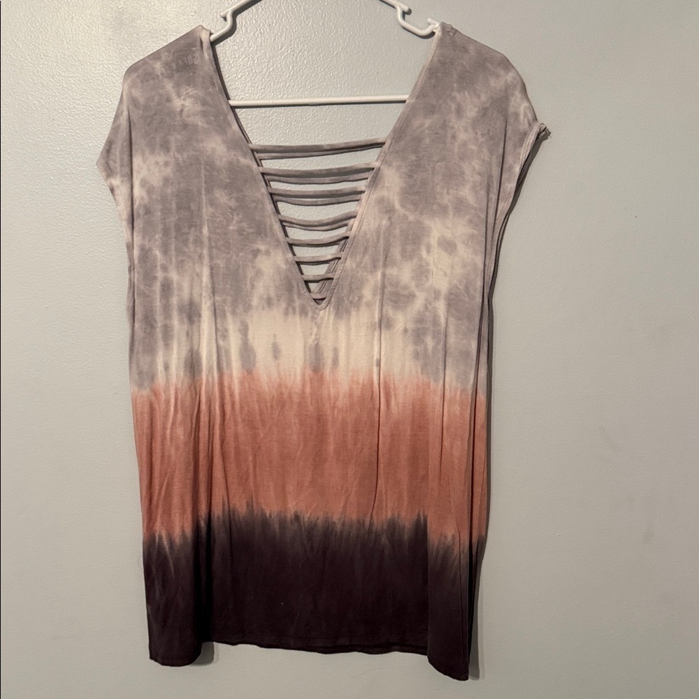 American Eagle Outfitters Tie-Dye Strappy V-Neck Tee